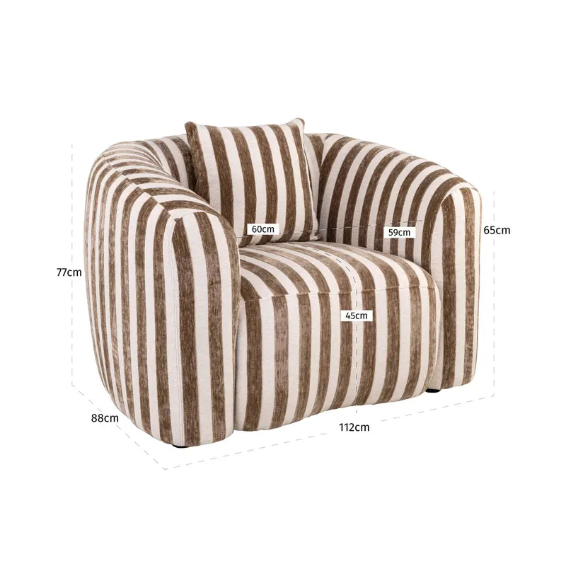 Sessel Luxandra, Stripes sand von Richmond Interiors, Maßzeichnung 11
