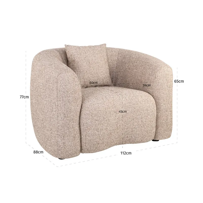 Sessel Luxandra, Sand tweed, feuerhemmend von Richmond Interiors, Maßzeichnung 10