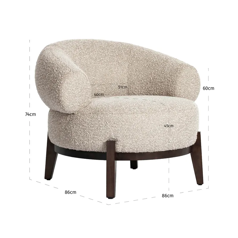 Sessel Montana, Natural Chunky, feuerhemmend von Richmond Interiors, Maßzeichnung 9