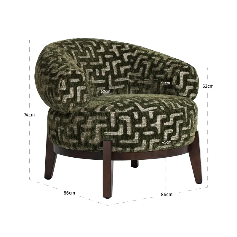 Sessel Montana, Moss Labyrinth von Richmond Interiors, Maßzeichnung 8
