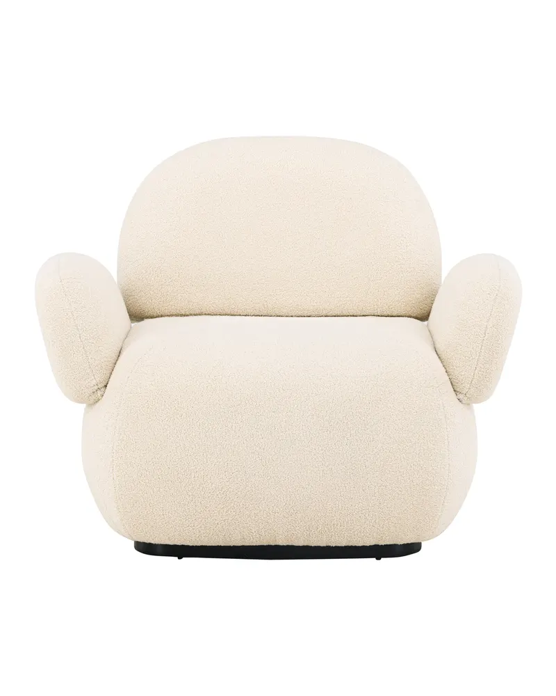 Sevilla Chenille-Sessel in Beige mit gerundeten Armlehnen, Beige, Schwarz