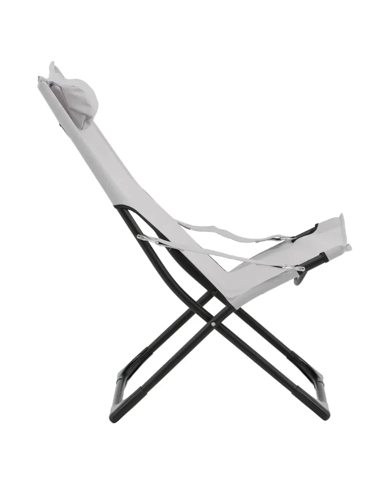 Seville klappbarer Liegestuhl mit Kopfkissen in Grau, Gestell Schwarz, PVC, Ansicht 10