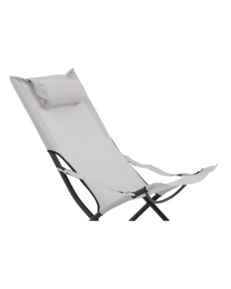 Seville klappbarer Liegestuhl mit Kopfkissen in Grau, Gestell Schwarz, PVC, Ansicht 13