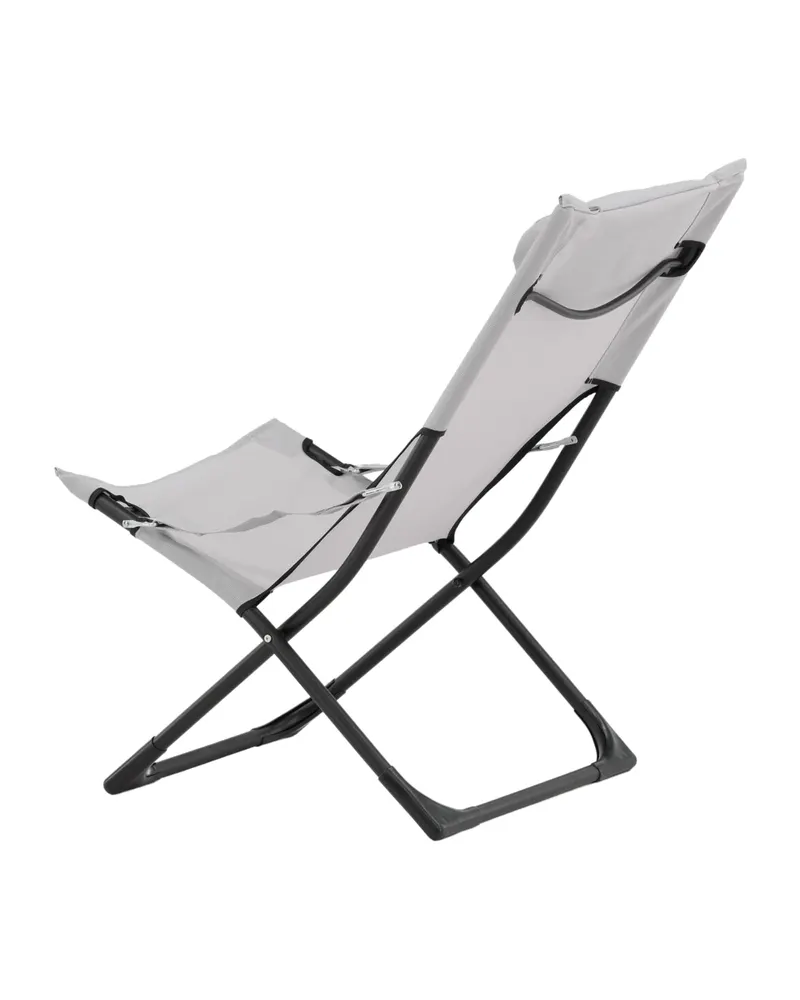 Seville klappbarer Liegestuhl mit Kopfkissen in Grau, Gestell Schwarz, PVC, Ansicht 5
