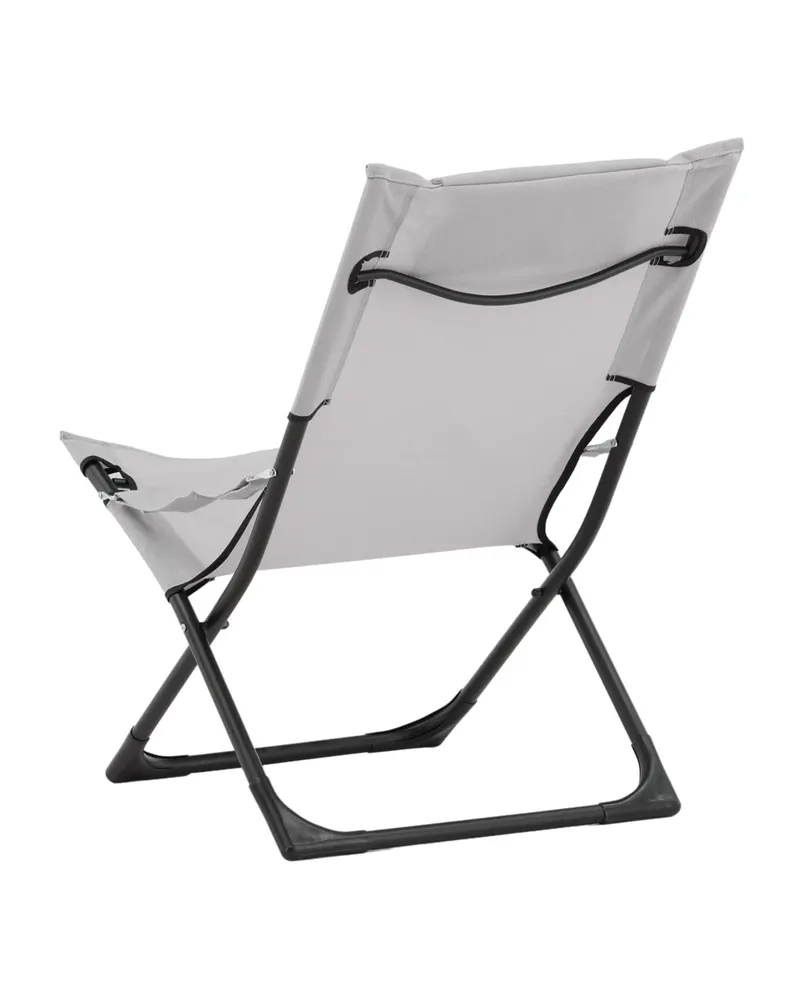 Seville klappbarer Liegestuhl mit Kopfkissen in Grau, Gestell Schwarz, PVC, Ansicht 6