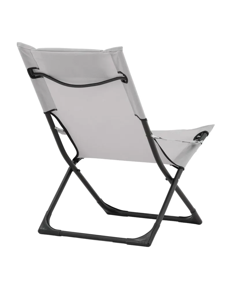 Seville klappbarer Liegestuhl mit Kopfkissen in Grau, Gestell Schwarz, PVC, Ansicht 8