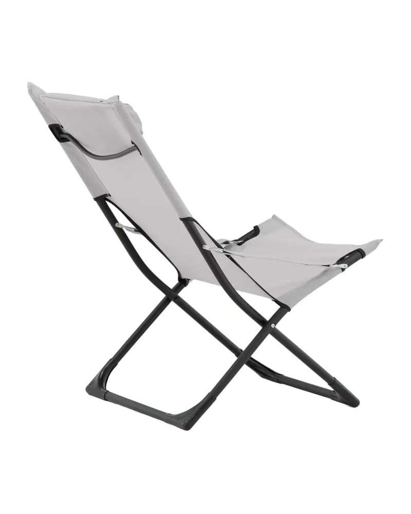 Seville klappbarer Liegestuhl mit Kopfkissen in Grau, Gestell Schwarz, PVC, Ansicht 9