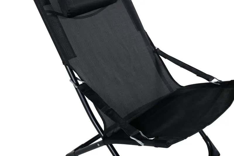 Seville klappbarer Liegestuhl mit Kopfkissen in Schwarz, PVC, Ansicht 5