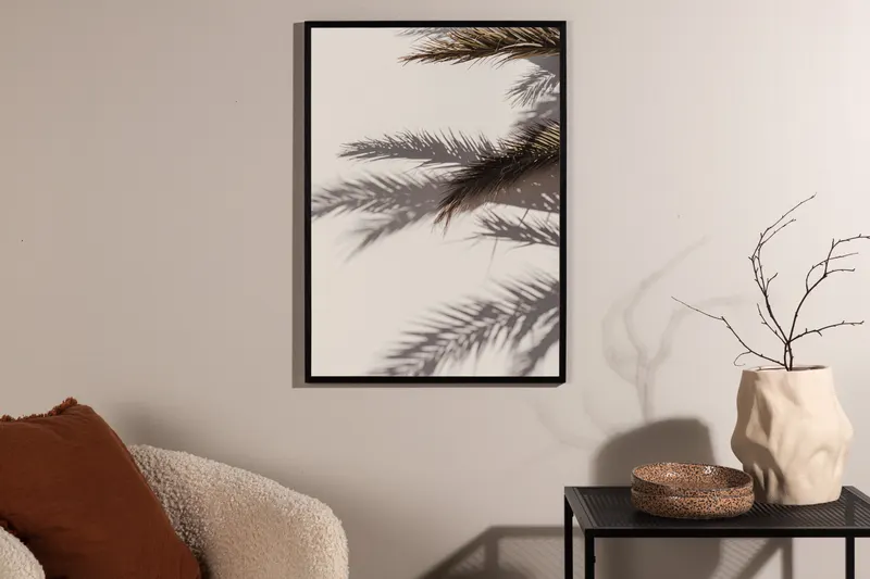 Shadow Poster mit Palmwedeln und ihren Schatten in 30 × 21 cm, im Wohnraum, Ansicht 2