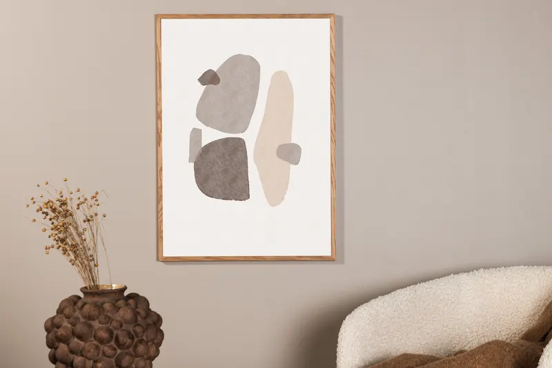Shapes Poster mit weichen, gestapelten Formen in 100 × 70 cm, im Wohnraum, Ansicht 2
