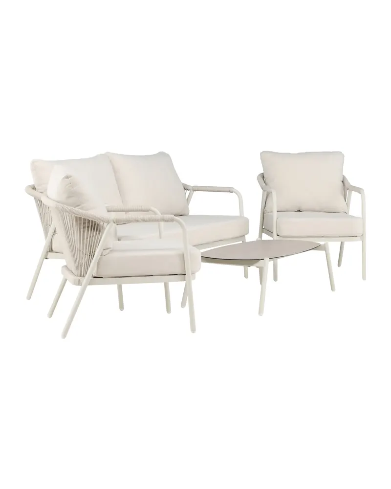 Sicily Gartenlounge mit Sofa, zwei Sesseln und Glastisch, Ansicht 12