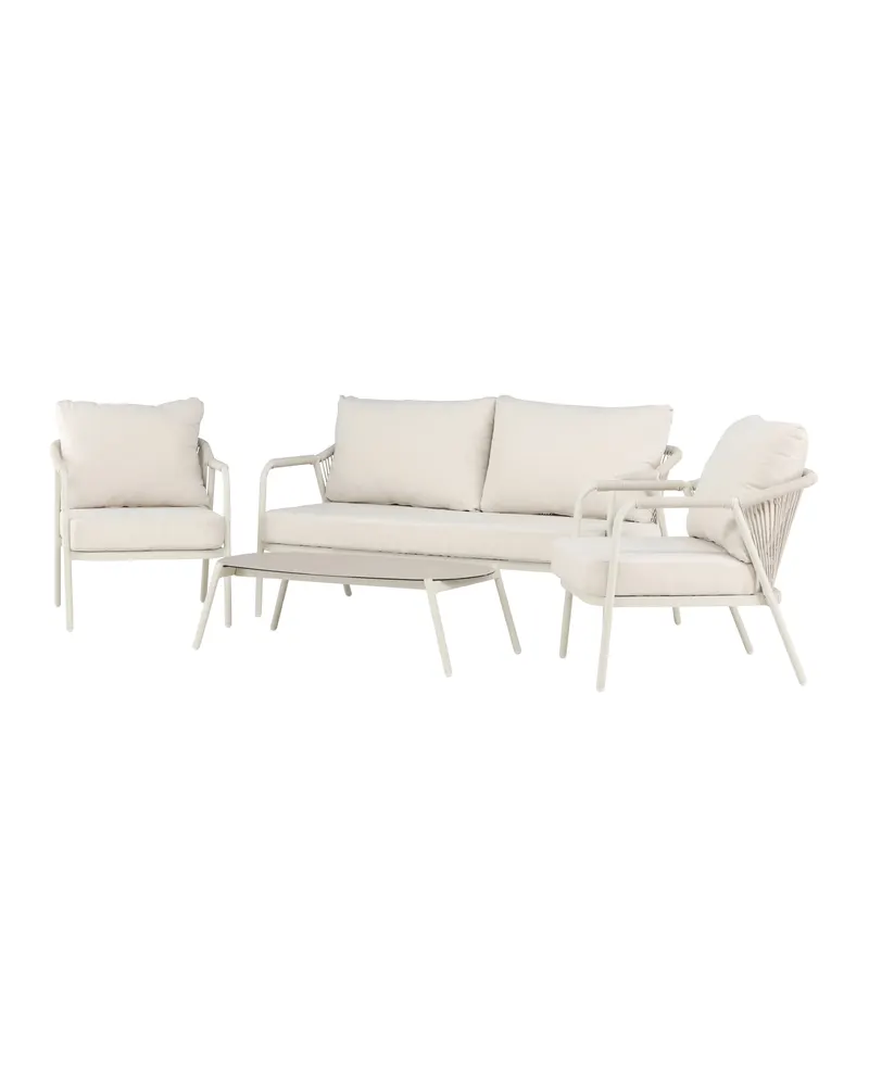 Sicily Gartenlounge mit Sofa, zwei Sesseln und Glastisch, Ansicht 3