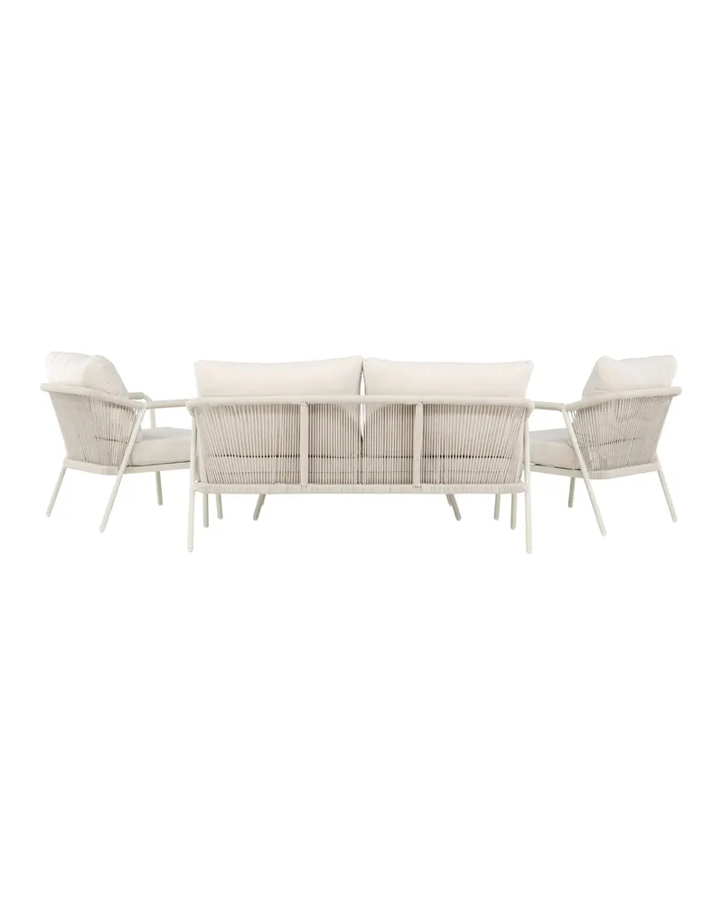 Sicily Gartenlounge mit Sofa, zwei Sesseln und Glastisch, Ansicht 4