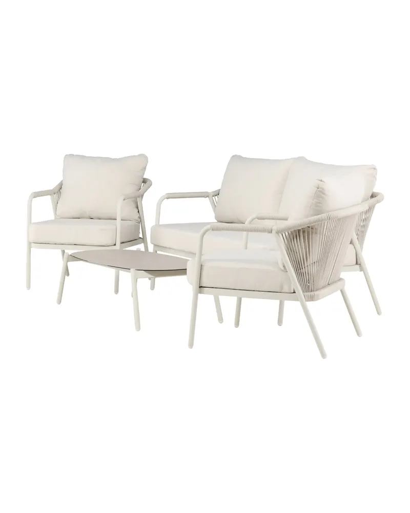 Sicily Gartenlounge mit Sofa, zwei Sesseln und Glastisch, Ansicht 6