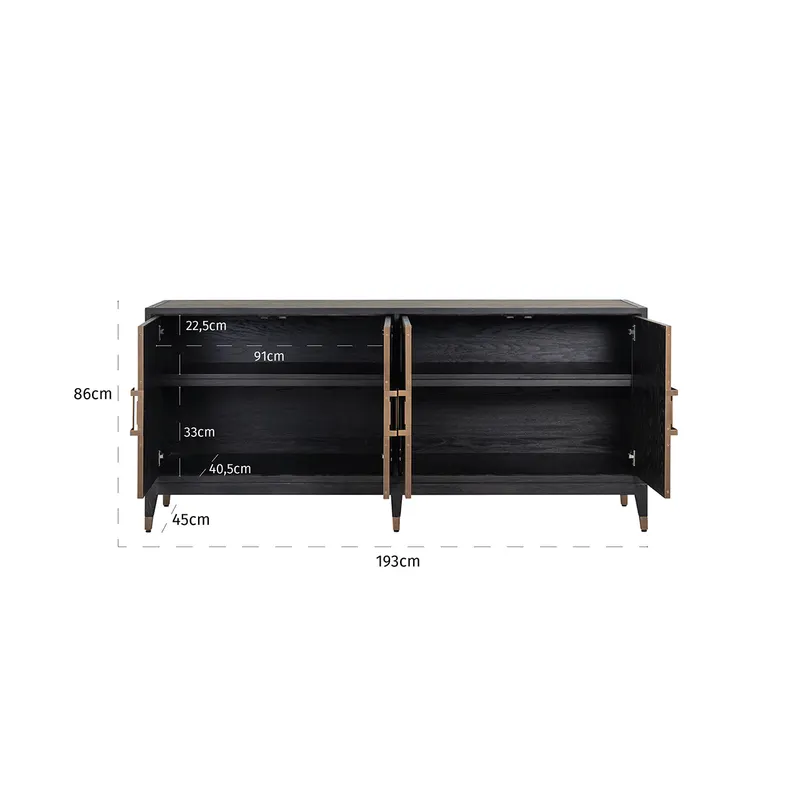 Sideboard Bloomville, Brass Shagreen, 4 Türen von Richmond Interiors, Maßzeichnung 9