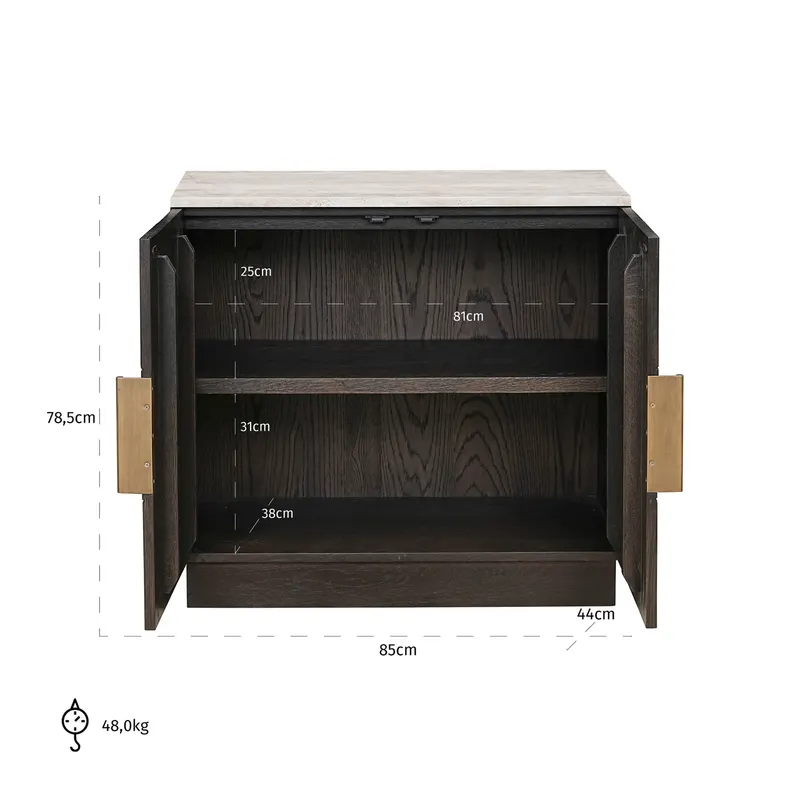 Sideboard Claremont, Braun, 2 Türen von Richmond Interiors, Maßzeichnung 6