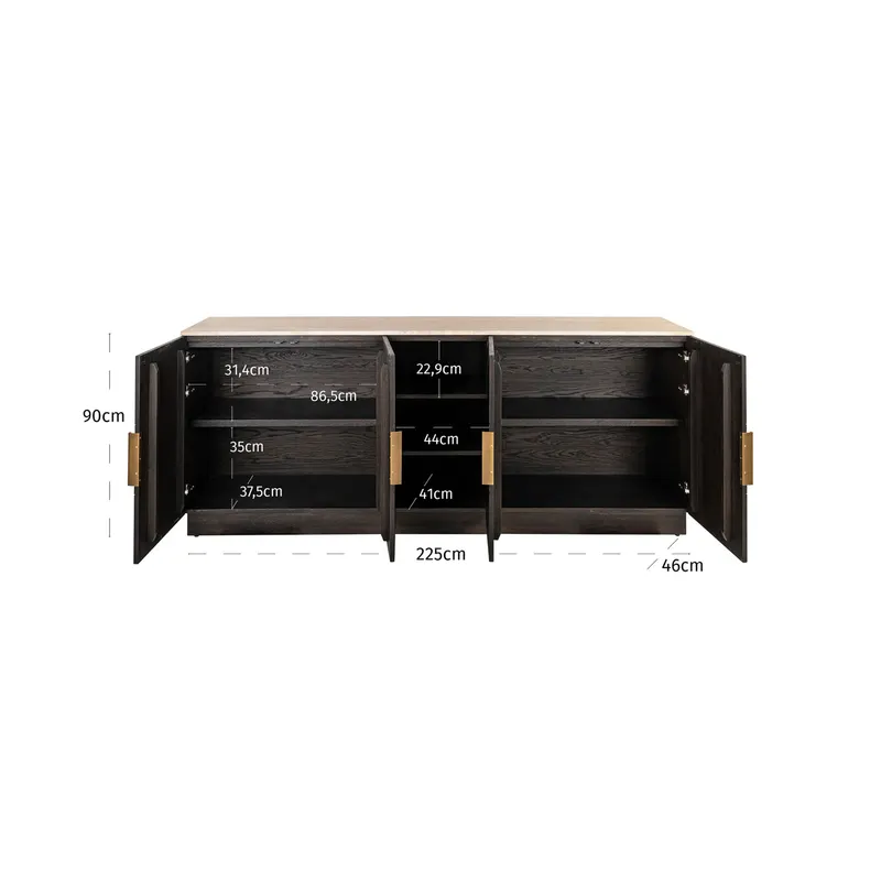 Sideboard Claremont, Braun, 4 Türen von Richmond Interiors, Maßzeichnung 9