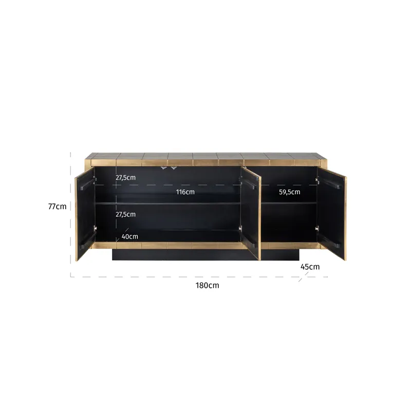 Sideboard Collada, Goldfarben, gebürstet von Richmond Interiors, Maßzeichnung 8