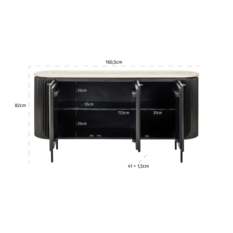 Sideboard Hampton, Dunkelbraun von Richmond Interiors, Maßzeichnung 9