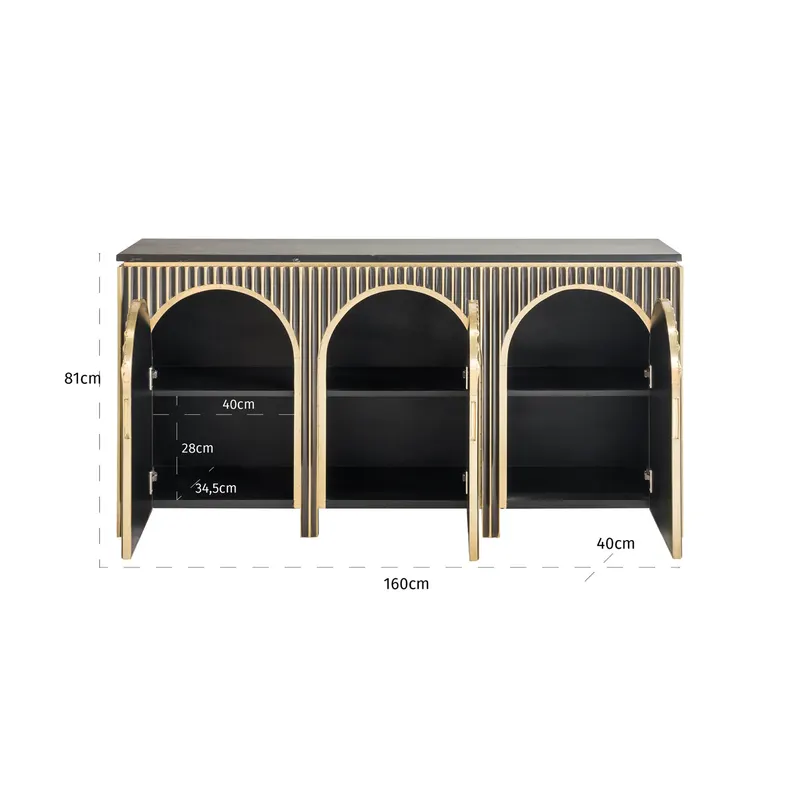 Sideboard Les Arcs, gebürstetes Gold von Richmond Interiors, Maßzeichnung 9