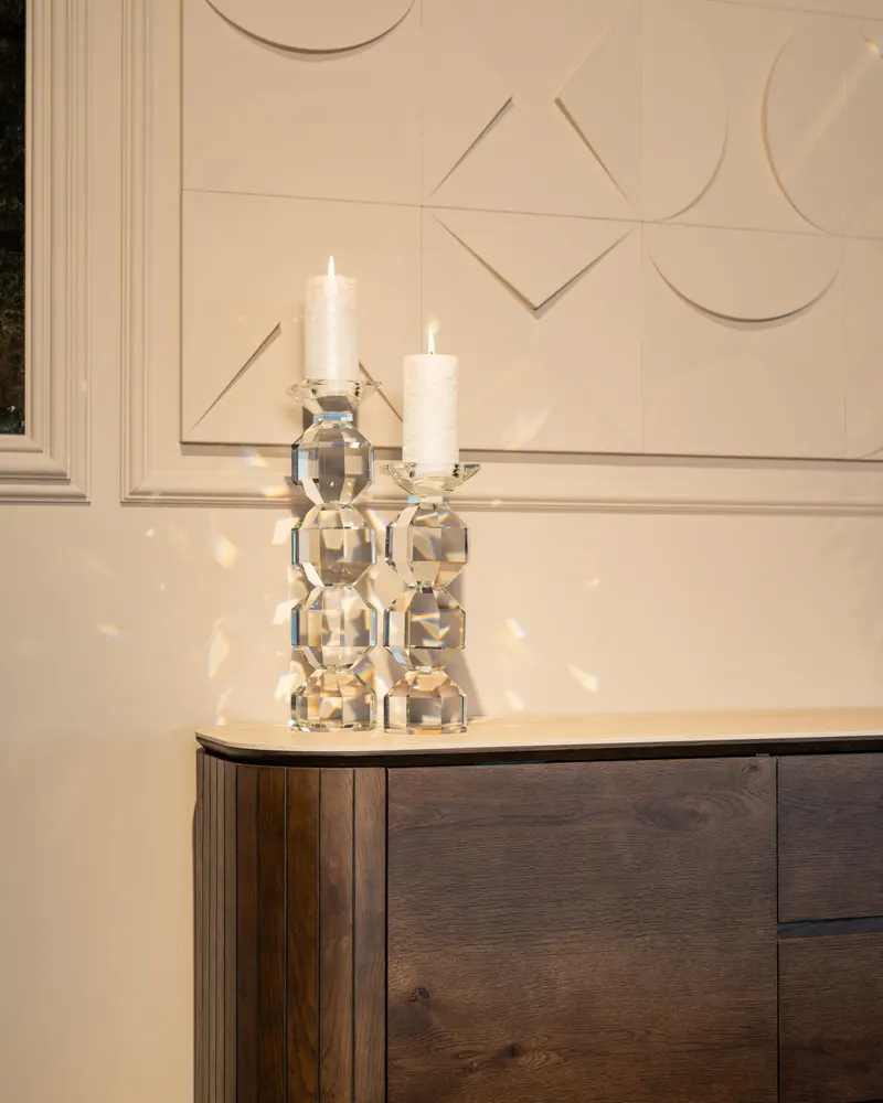 Kerzenständer Safia, Klar transparent, groß von Richmond Interiors, Wohnbeispiel 13, im Wohnraum