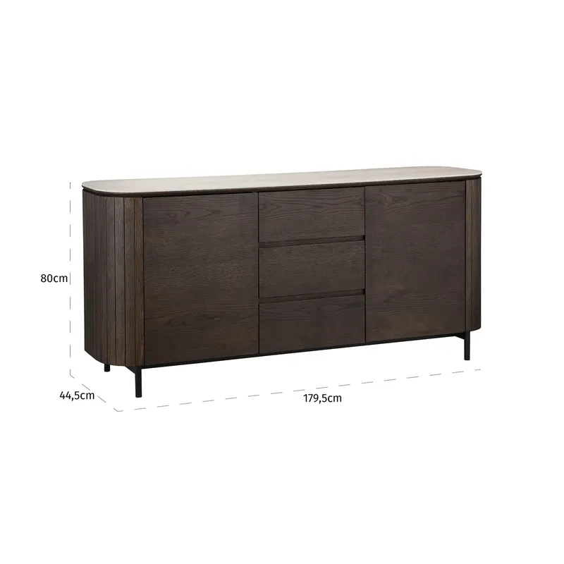 Sideboard Ritz Braun von Richmond Interiors, Maßzeichnung 14