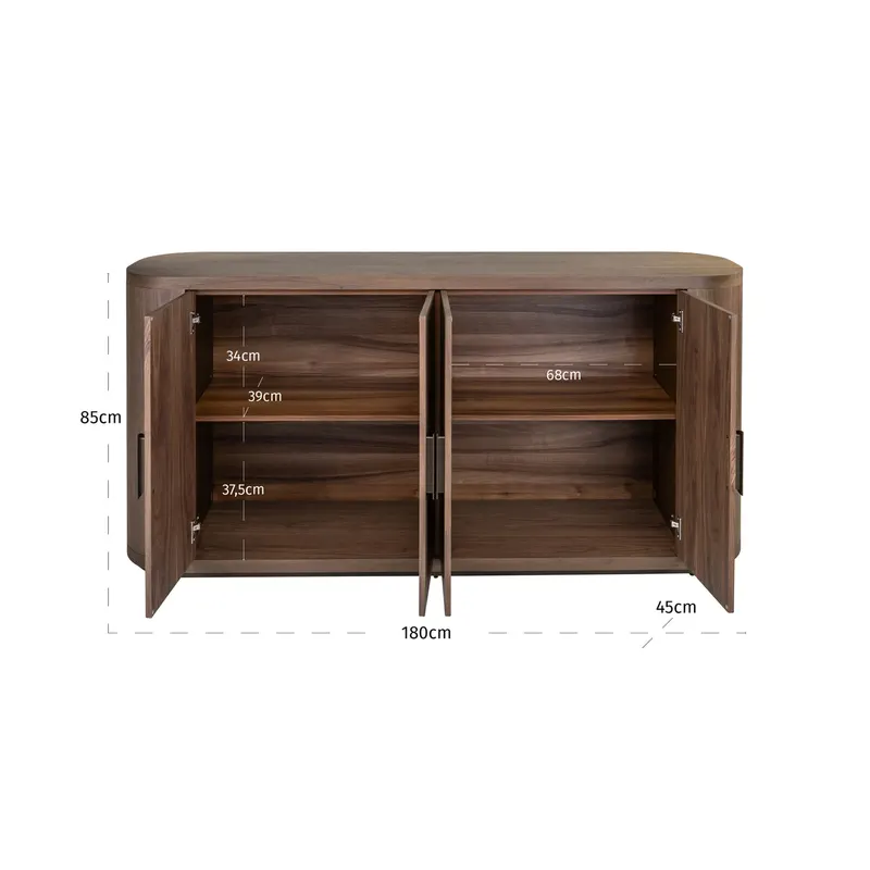 Sideboard Windsor, Walnussfarben von Richmond Interiors, Maßzeichnung 12