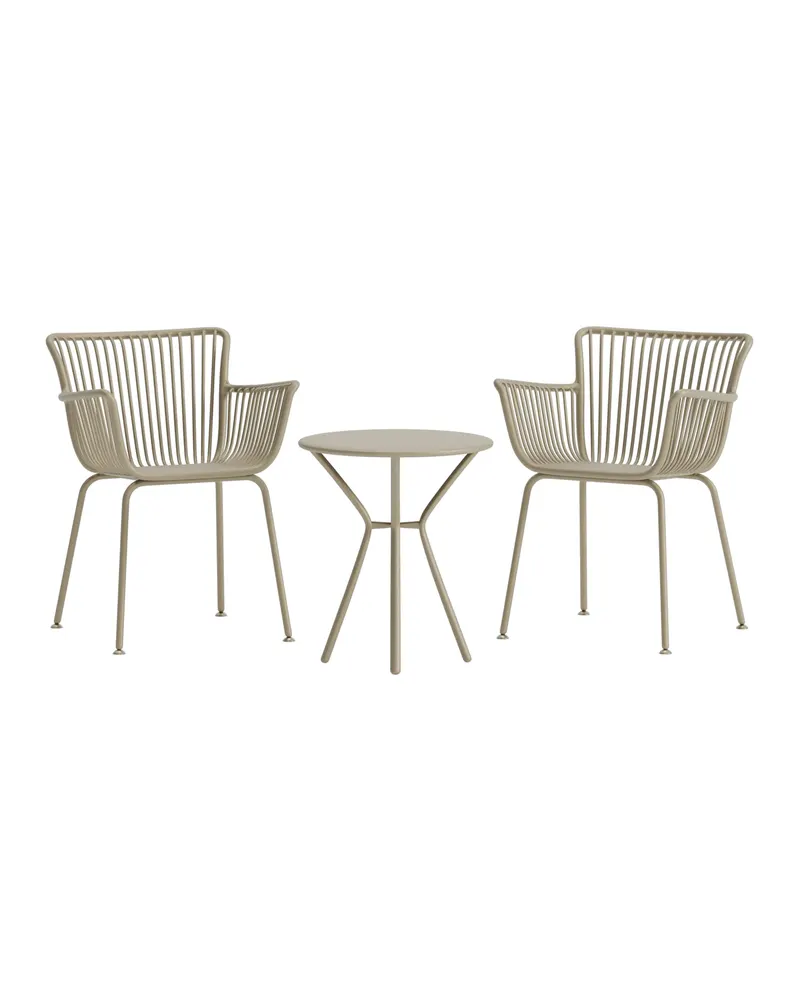 Sifnos Balkonmöbel-Set mit umlaufender Stuhllehne, Beige