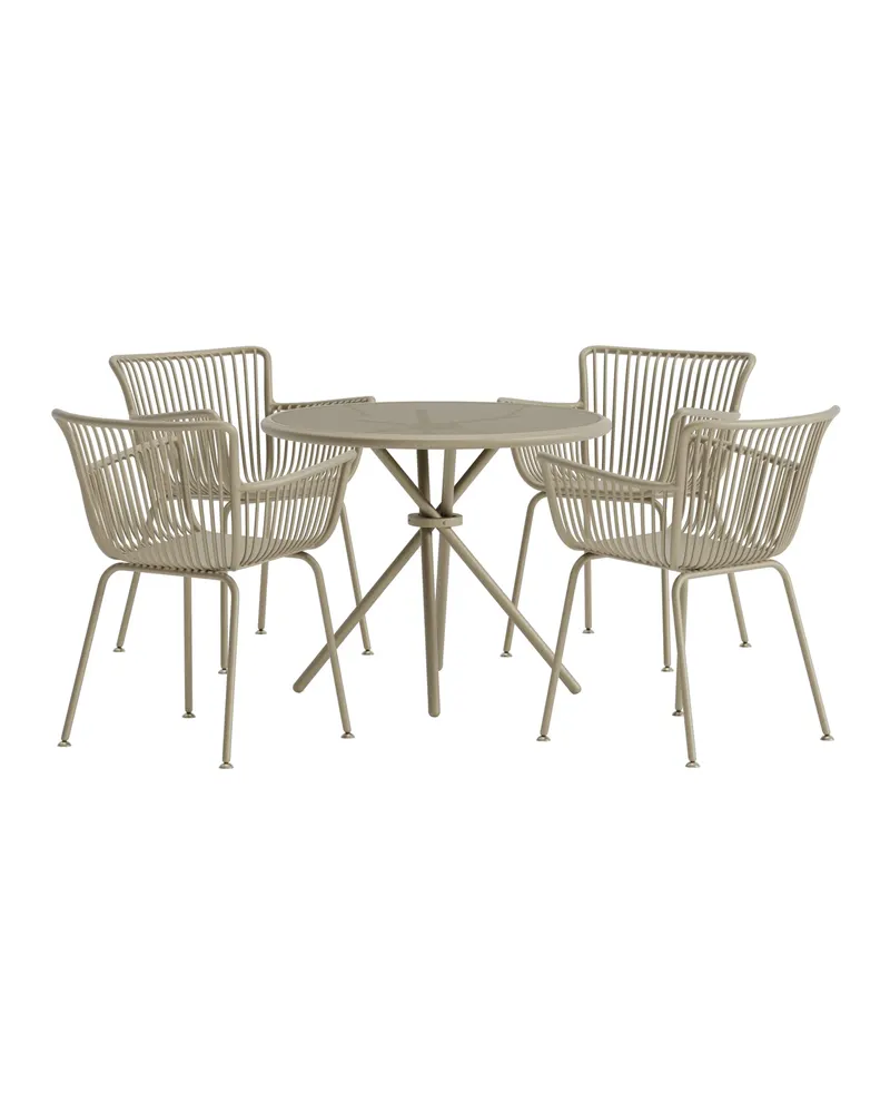 Sifnos Gartenmöbel-Set mit rundem Tisch und 4 Armlehnstühlen, Ansicht 2