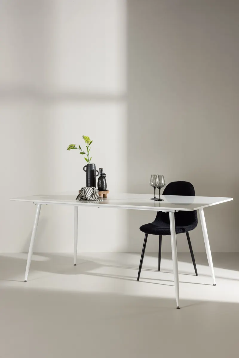 Silar weißer Esstisch 180 × 90 cm, im Wohnraum, Ansicht 1