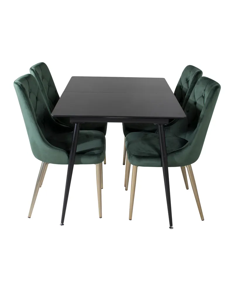 Silar & Velvet Deluxe Essgruppe mit 4 Stühlen, Knopfheftung