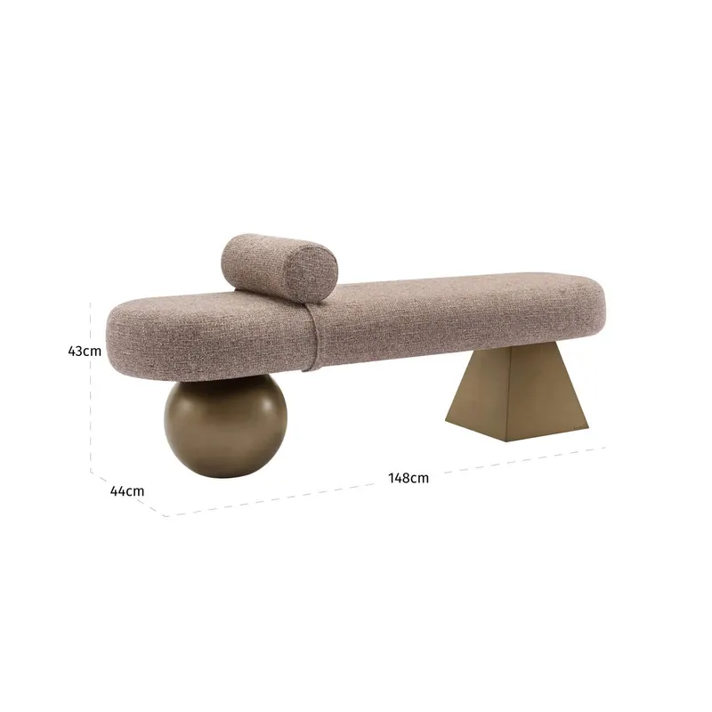 Sitzbank Alexander Jones, Brown tweed, feuerhemmend von Richmond Interiors, Maßzeichnung 9