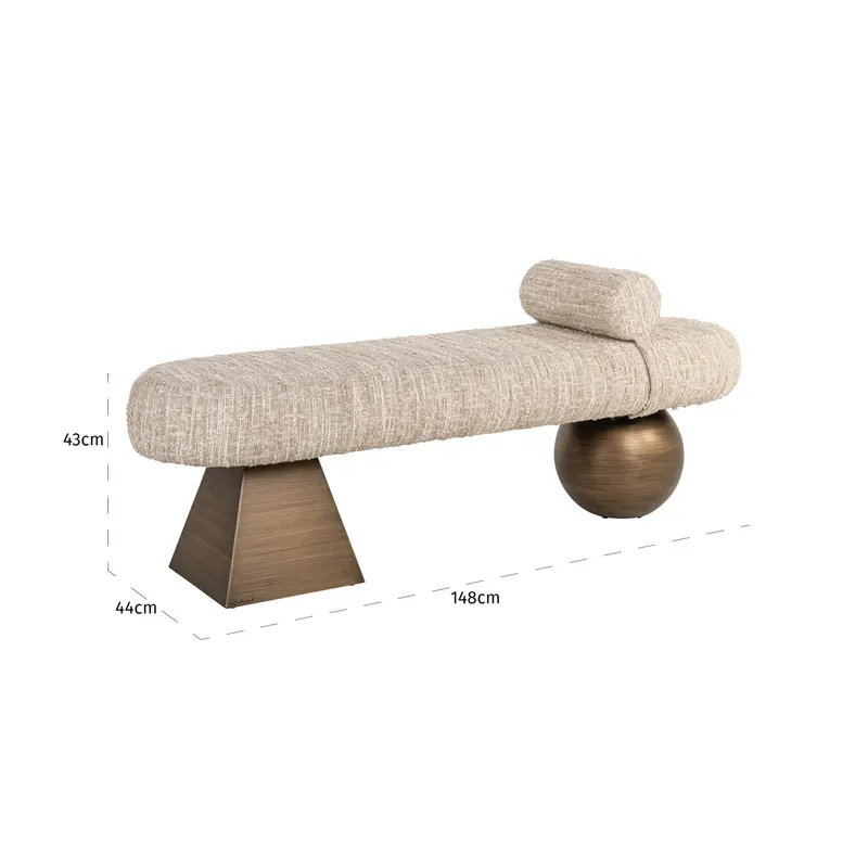 Sitzbank Alexander Jones, Beige angora von Richmond Interiors, Maßzeichnung 11