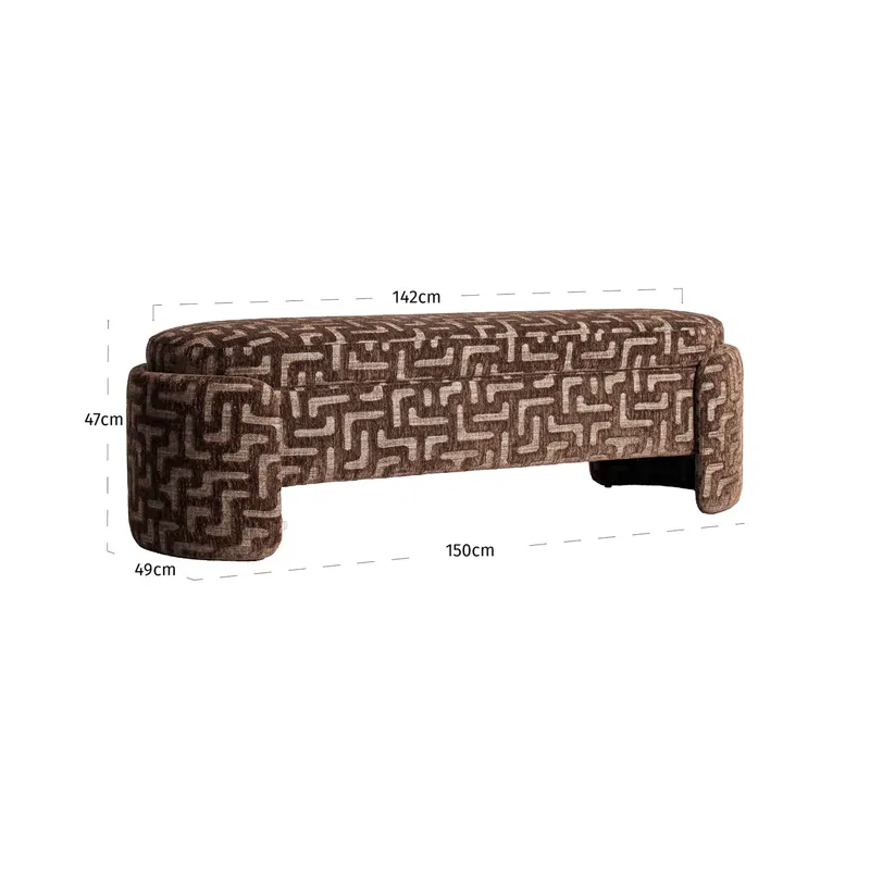 Sitzbank Cupid, Brown labyrinth von Richmond Interiors, Maßzeichnung 4