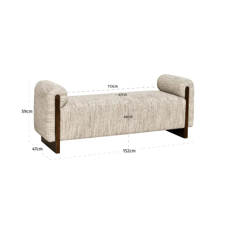 Sitzbank Winslov, Natural softweave, feuerhemmend von Richmond Interiors, Maßzeichnung 6
