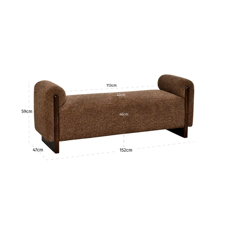 Sitzbank Winslov, Brown blockweave, feuerhemmend von Richmond Interiors, Maßzeichnung 6