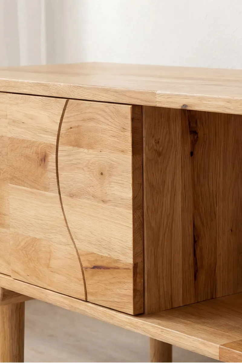 Skärhamn Sideboard aus Kautschukholz in 45 × 200 × 55 cm, im Wohnraum, Ansicht 4