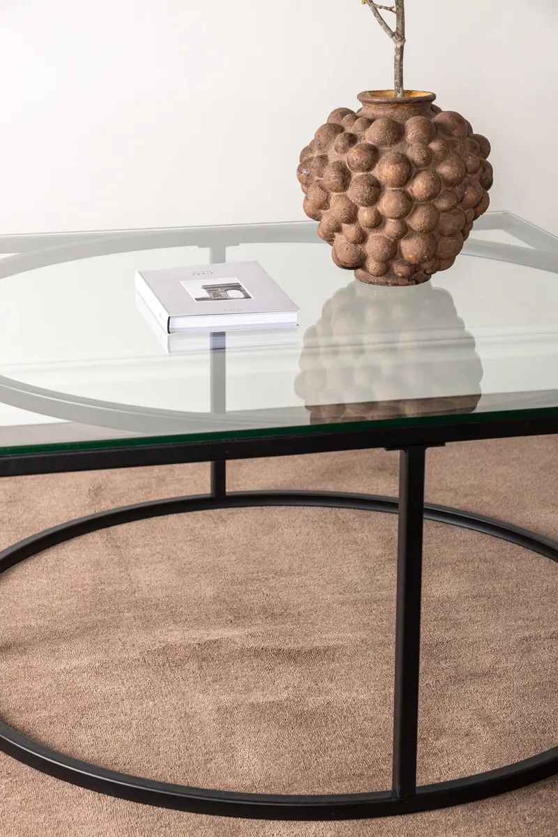 Skanör Glas-Couchtisch in 90 × 90 cm, im Wohnraum, Ansicht 3