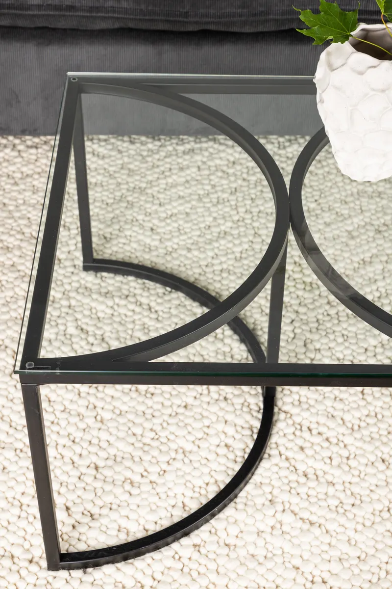 Skanör Glas-Couchtisch in 140 × 70 cm, im Wohnraum, Ansicht 2