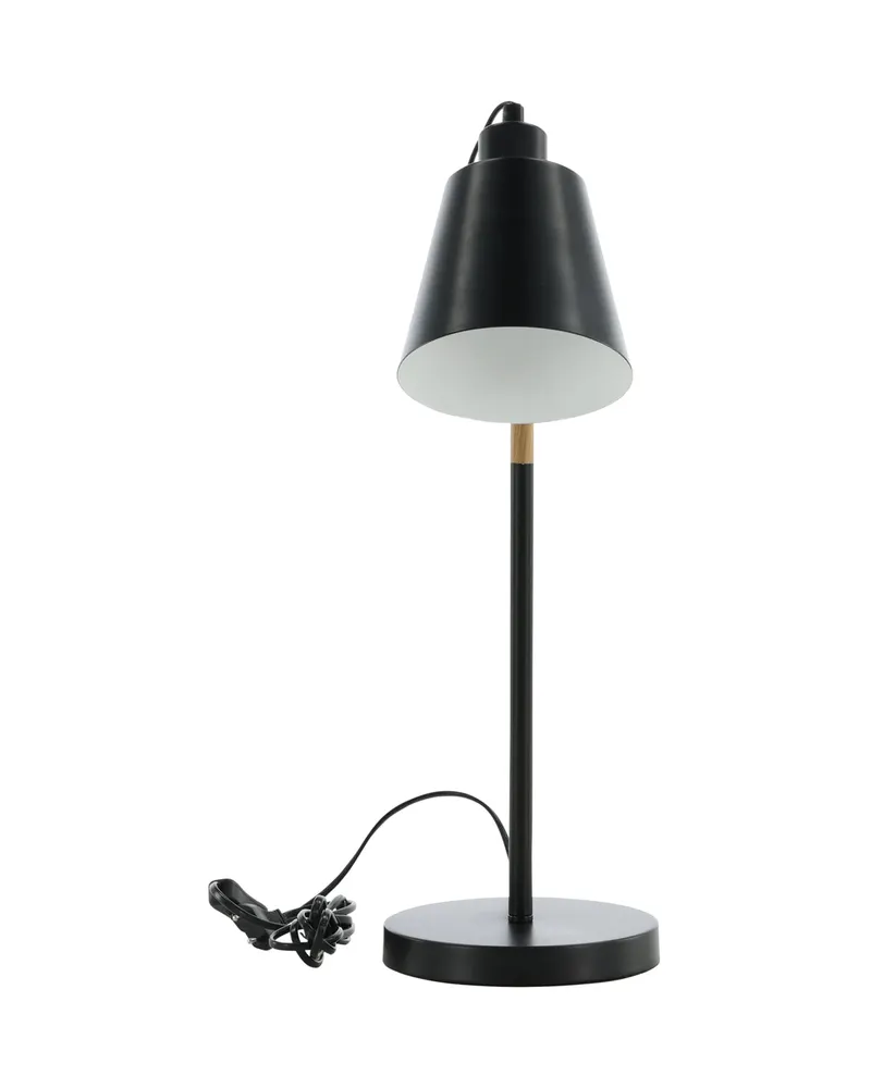 Skott Tischlampe in Schwarz mit Kegelschirm und Tellerfuß
