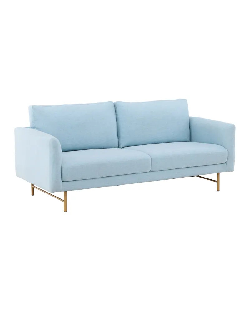 Sky 3-Sitzer-Sofa mit hohen Armlehnen und schlanken Metallbeinen, Blau, Gestell Whitewash