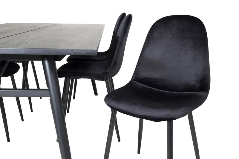 Sleek & Polar Essgruppe mit rechteckigem Esstisch und 6 Polsterstühlen in Schwarz, Ansicht 3
