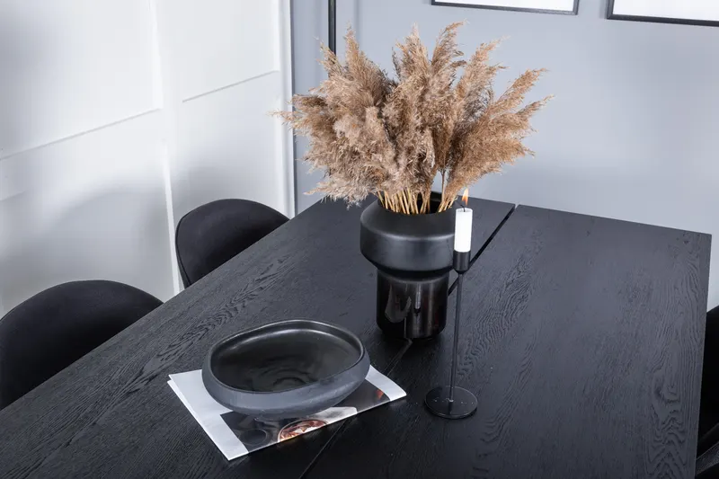 Sleek & Velvet Essgruppe mit rechteckigem Esstisch und 6 Polsterstühlen in Schwarz, im Wohnraum, Ansicht 5