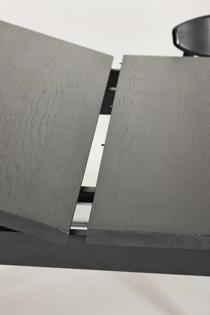 Slider Esstisch aus Eiche, ausziehbar in Schwarz, im Wohnraum, Ansicht 4