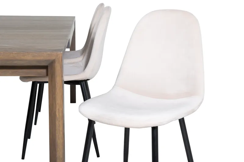 Slider & Polar Essgruppe mit rechteckigem Esstisch und 4 Polsterstühlen in Beige, Gestell Schwarz, Ansicht 3