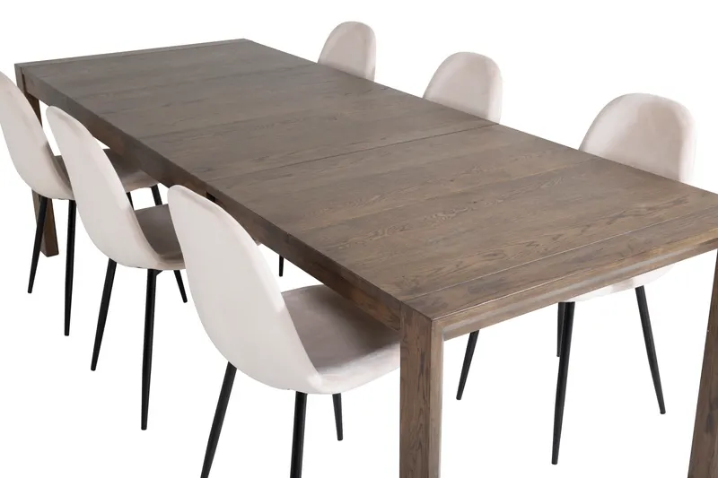 Slider & Polar Essgruppe mit rechteckigem Esstisch und 4 Polsterstühlen in Beige, Gestell Schwarz, Ansicht 4