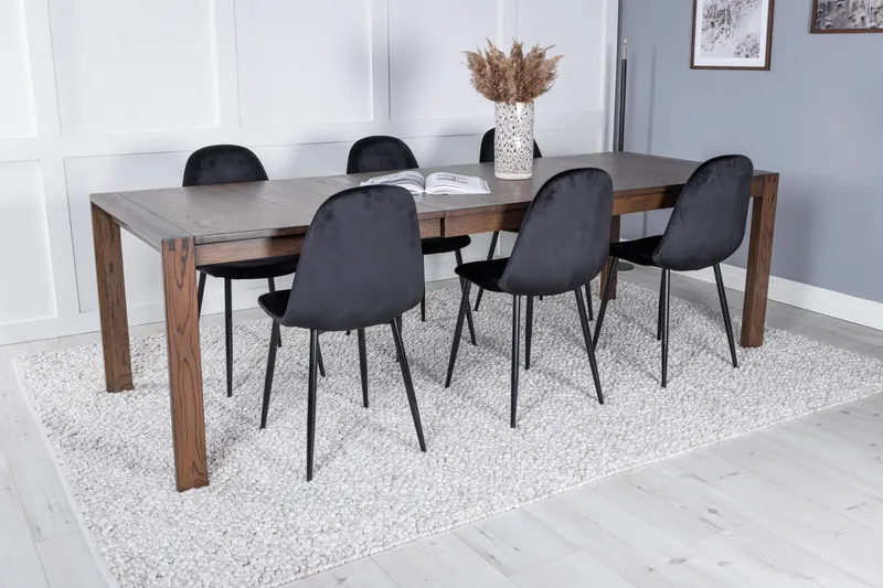 Slider & Polar Essgruppe mit rechteckigem Esstisch und 4 Polsterstühlen in Schwarz, im Wohnraum, Ansicht 2