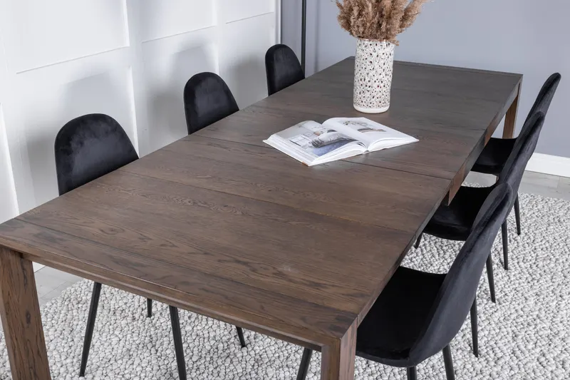 Slider & Polar Essgruppe mit rechteckigem Esstisch und 4 Polsterstühlen in Schwarz, im Wohnraum, Ansicht 4