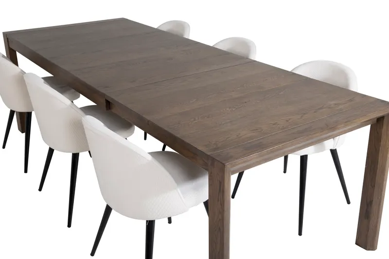 Slider & Velvet Essgruppe mit rechteckigem Esstisch und 4 Polsterstühlen in Natur, Ansicht 4
