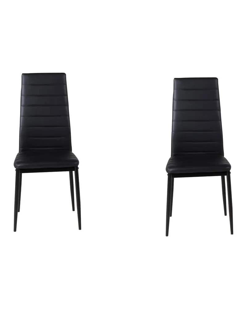 Slim Esszimmerstühle im 2er-Set, Kunstleder Schwarz, hohe Lehne